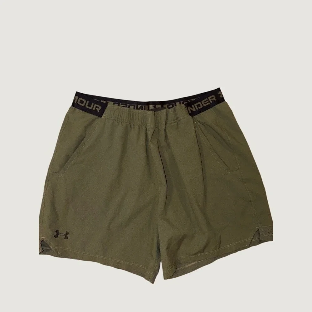 Under Armour Mens XXL Olive Green Fitted Athletic Training Gym Shorts O0485